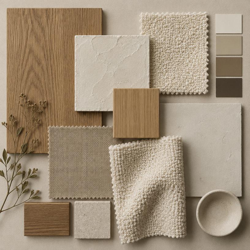Warm Minimal material moodboard